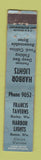 Matchbook Cover - Francis Tavern Saxon WI WORN ADVANCE 12 Strike