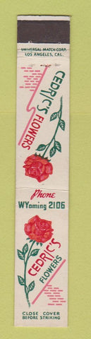 Matchbook Cover - Cedric's Flowers Los Angeles CA 10 Strike