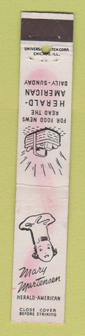 Matchbook Cover - Mary Martensen Herald American Chicago Newspaper IL 10 Strike