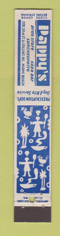 Matchbook Cover - Pappy's Drug Store Soda Bar Miami Beach FL 10 Strike