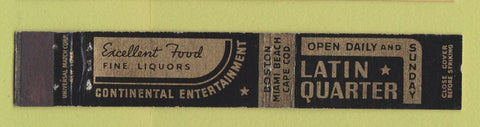 Matchbook Cover - Latin Quarter Boston MA Miami Beach FL 10 Strike