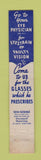 Matchbook Cover - Lancaster Optical Company Kansas City MO 10 Strike