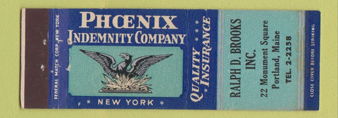 Matchbook Cover - Ralph Brooks Insurance Portland ME Federal