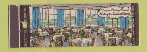 Matchbook Cover - Washington National Airport DC Terrace Dining Room Full Length