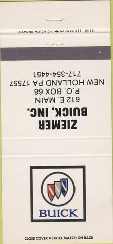Matchbook Cover - Ziemer Buick New Holland PA 30 Strike