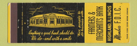Matchbook Cover - Farmers and Merchants Bank Highland IL