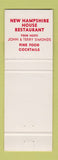 Matchbook Cover - New Hampshire House Restaurant Convent Station NJ