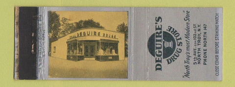 Matchbook Cover - Deguire's Drug Store North Troy NY