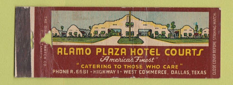 Matchbook Cover - Alamo Plaza Hotel Courts Dallas TX POOR