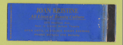 Matchbook Cover - Joan Kristine Beauty Suply Berkeley CA WORN Full Length