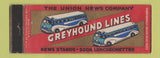 Matchbook Cover - Greyhound Lines Busses Union News Company Full Length