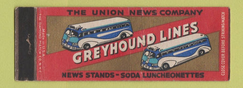 Matchbook Cover - Greyhound Lines Busses Union News Company Full Length