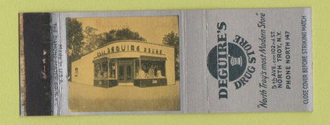 Matchbook Cover - Deguire's Drug Store North Troy NY