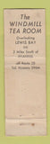 Matchbook Cover - Windmill Tea Room West Yarmouth MA WEAR
