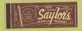 Matchbook Cover - Saylor's Ranch Market Casa Grande AZ Full Length
