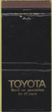 Matchbook Cover - Toyota South Bend IN Marv Borr WEAR 30 Strike