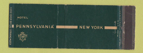 Matchbook Cover - Hotel Pennsylvania New York City GREEN WEAR Full Length