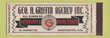 Matchbook Cover - Geo Griffin Insurance Travel Service Manchester NH Full Length