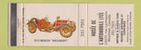 Matchbook Cover - Musee De L Automobile Car Museum Montreal QC