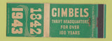 Matchbook Cover - Gimbels Department Store 1943