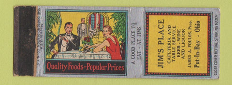 Matchbook Cover - Jim's Place Put in Bay OH WEAR