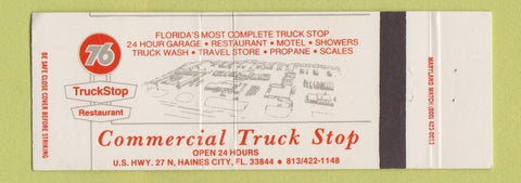 Matchbook Cover - Truck Stop Union 76 oil gas Haines City FL Full Length