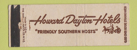 Matchbook Cover - Howard Dayton Hotels WORN FL GA
