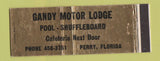Matchbook Cover - Gandy Motor Lodge Perry FL WEAR Full Length