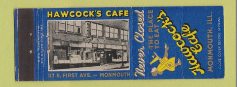 Matchbook Cover - Hawcock's Cafe Monmouth IL