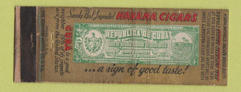 Matchbook Cover - Havana Cigars Cuban WORN