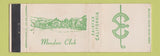 Matchbook Cover - Meadow Club Fairfax CA