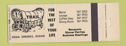 Matchbook Cover - Trail Motel Soda Springs ID Covered Wagon Full Length