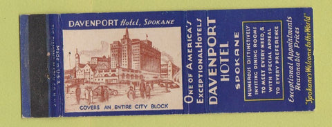 Matchbook Cover - Davenport Hotel Spokane WA