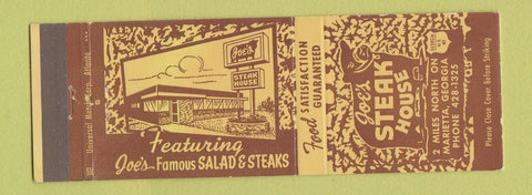 Matchbook Cover - Joe's Steak House Marietta GA