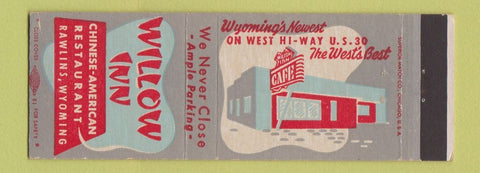 Matchbook Cover - Willow Inn Chinese Restaurant Rawlins WY