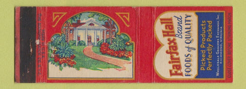 Matchbook Cover - Fairfax Hall Foods Richmond VA