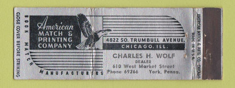 Matchbook Cover - American Match and Printing Company Chicago IL York PA