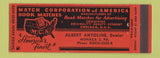 Matchbook Cover - Match Corporation Albert Antoline Monaca PA Full Length