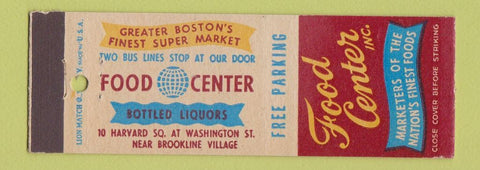 Matchbook Cover - Food Center Boston MA