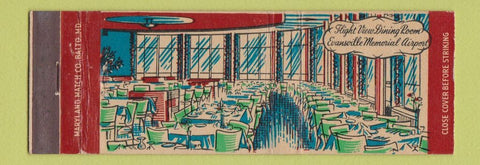 Matchbook Cover - Evansville Dress Memorial Airport catering IN Full Length