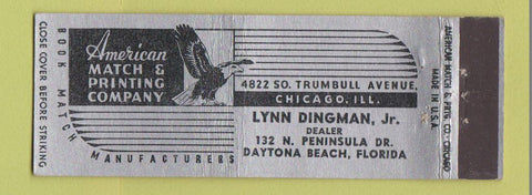 Matchbook Cover - American Match Printing Company Chicago IL Daytona Beach FL