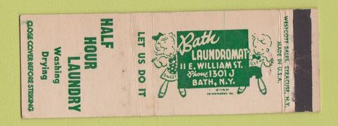Matchbook Cover - Half Hour Laundry Bath NY