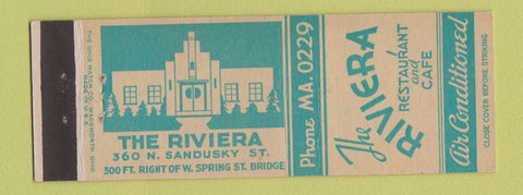 Matchbook Cover - The Riviera Restaurant Cafe Columbus OH