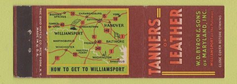 Matchbook Cover - Tanners of Leather WD Byron & Sons MD
