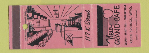 Matchbook Cover - New Grand Cafe Rock Springs WY
