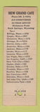 Matchbook Cover - New Grand Cafe Rock Springs WY