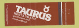 Matchbook Cover - Taurus Restaurant Coconut Grove FL Full Length
