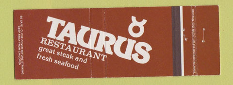 Matchbook Cover - Taurus Restaurant Coconut Grove FL Full Length