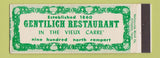 Matchbook Cover - Gentilich Restaurant New Orleans LA Full Length