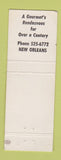 Matchbook Cover - Gentilich Restaurant New Orleans LA Full Length